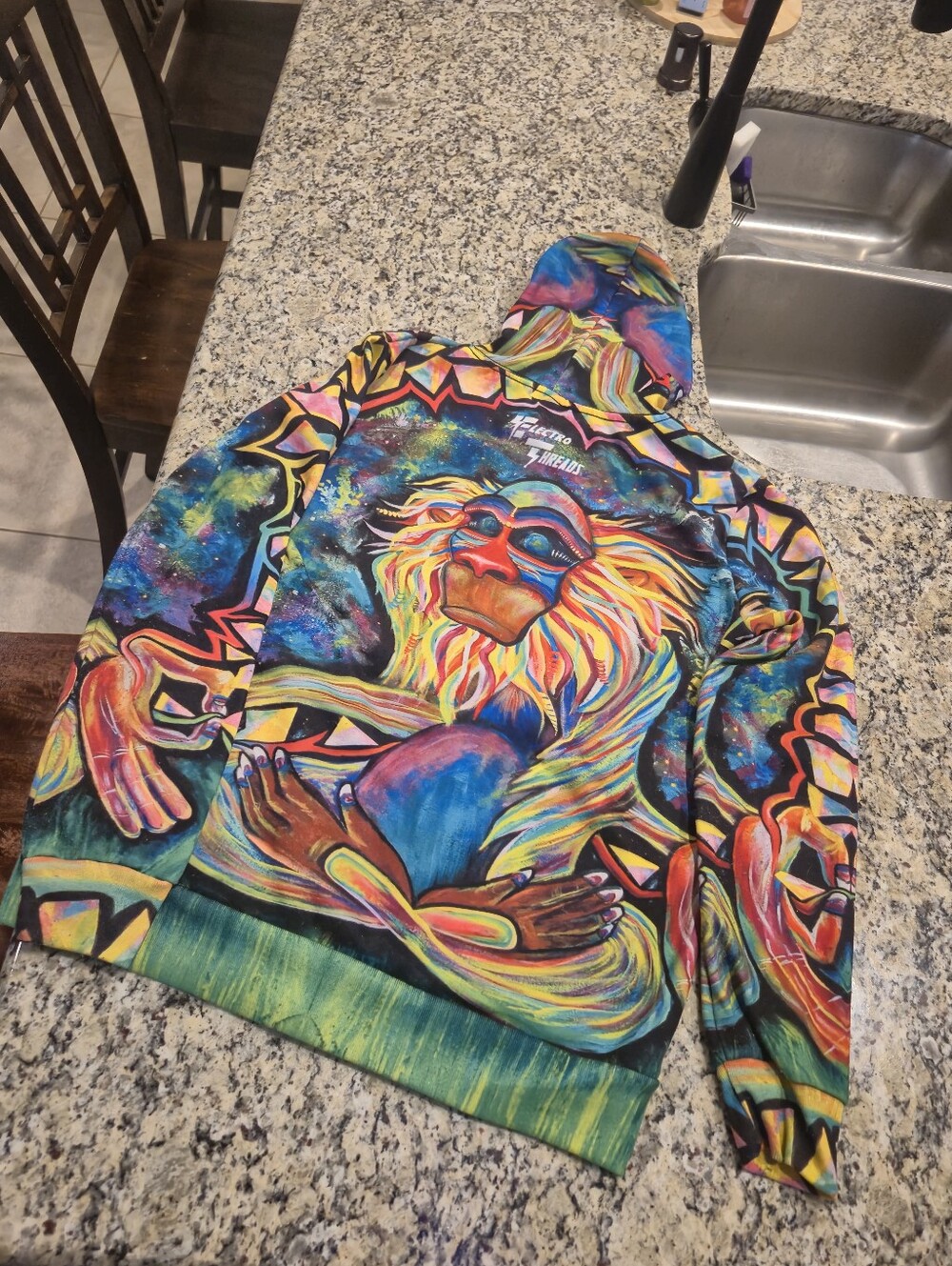 Vibrant Meditating Monkey Unisex Hoodie, Unisex Medium